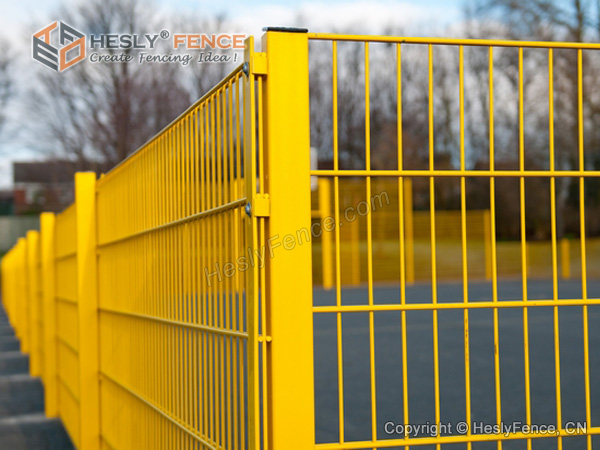 yellow twin wire mesh fence